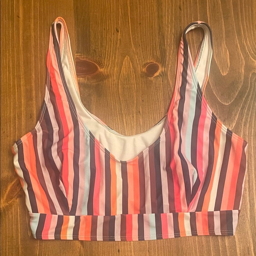 Striped Multicolor swim Crop Top